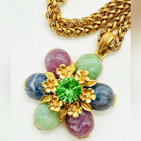 Rare Vintage Signed CRAFT Flower Necklace - Picture 8 of 17